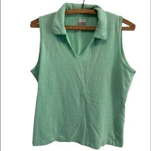 Columbia womens sea green large v-neck sleeveless collared tank top in a Sz L